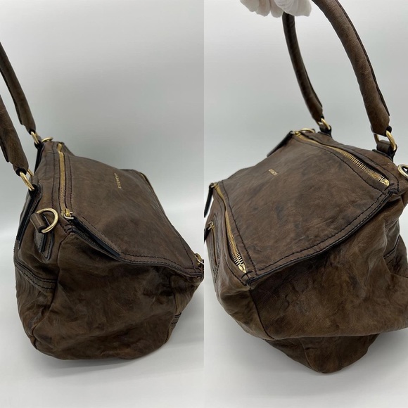 ❌SOLD❌Authentic Givenchy brown aged calf leather medium Pandora - Picture 4 of 11